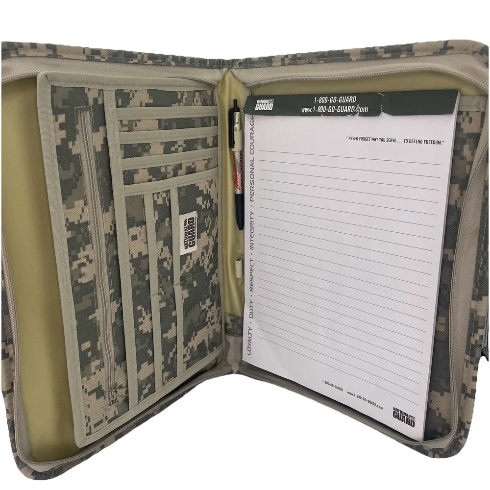 National Guard Digital Camo Notebook Portfolio Organizer Pad Field Notebook Zip